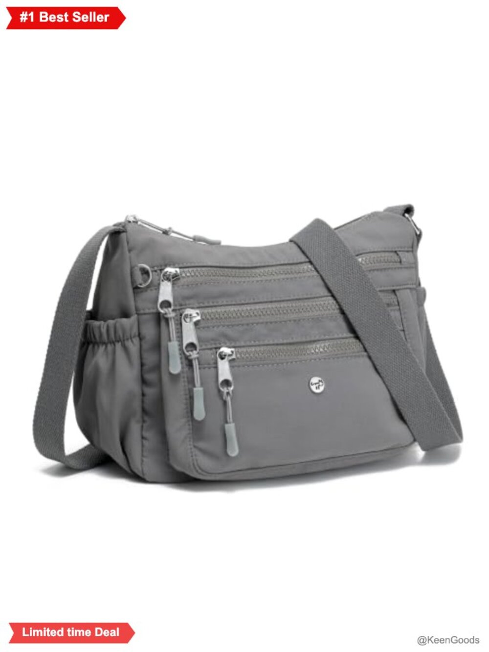 Nylon Crossbody Bag Multi Pocket Shoulder Purse Adjustable Strap